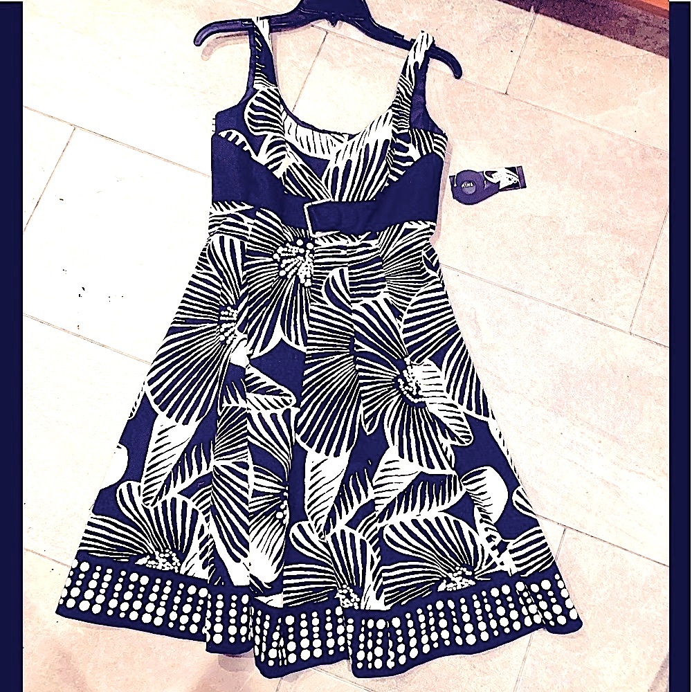 Nine West black white dress princess waist, Size 6